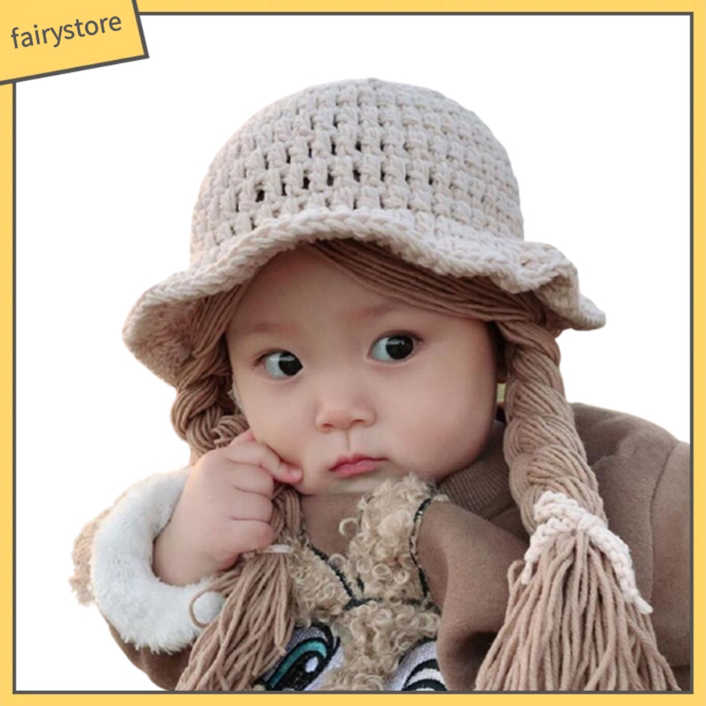 Mũ Dệt Kim Phối Tóc Giả Cho Bé Gái