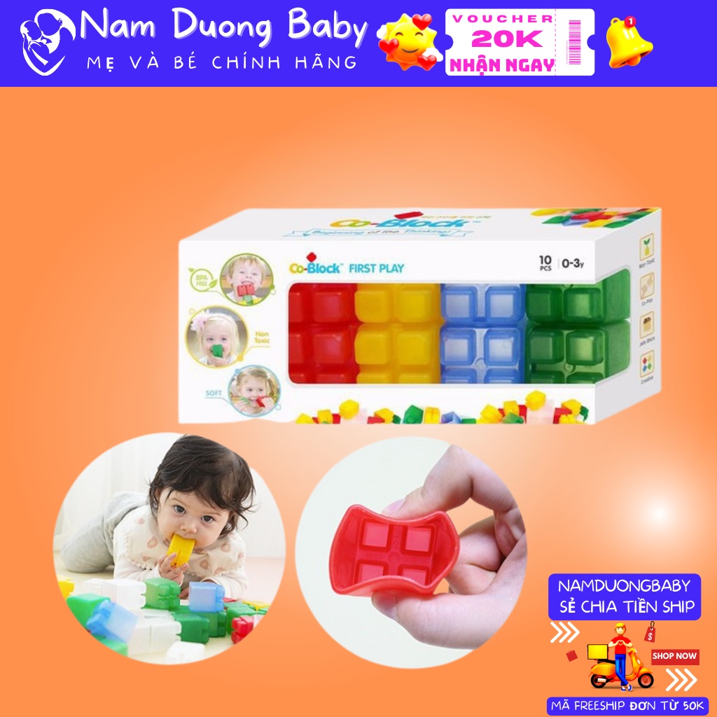 [ Giá xả kho] Đồ chơi xếp hình bằng nhựa mềm Co- block loại 10 miếng ghép/hộp