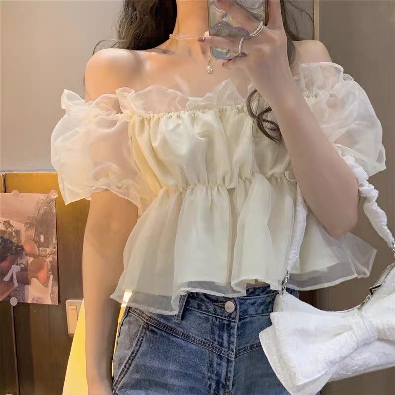 áo tơ trễ vai điệu đà (13007#)