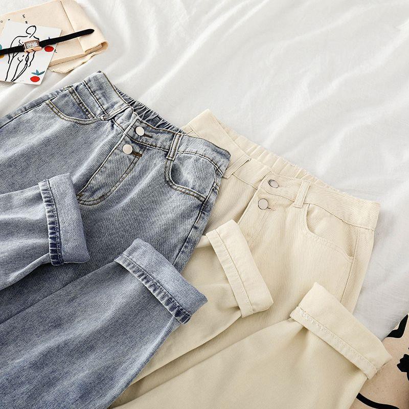 Cocory vn Quần jean lưng cao ống rộng thời trang dành cho nữ