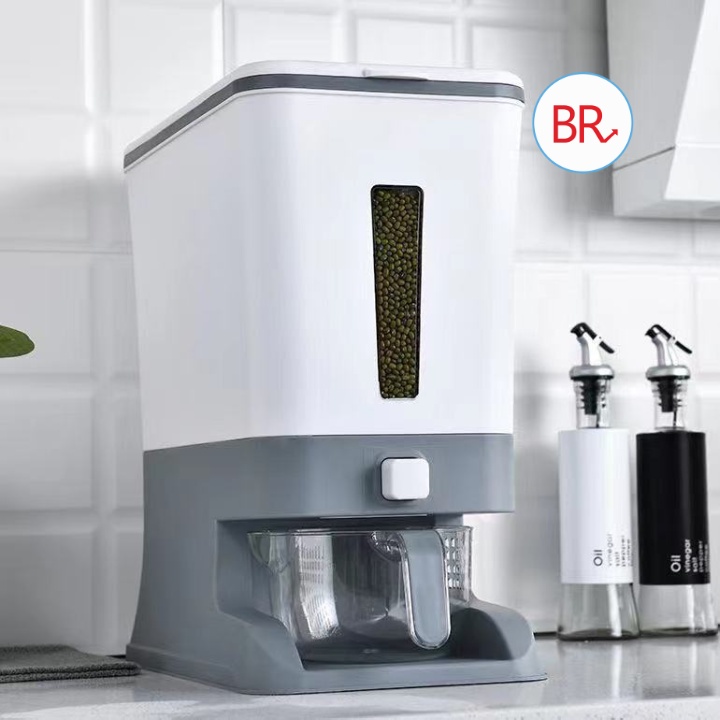 Thùng đựng gạo thông minh 10 Lít gia đình đa năng - Thùng đựng gạo 10kg đựng đồ khô chống ẩm mốc Br 01688