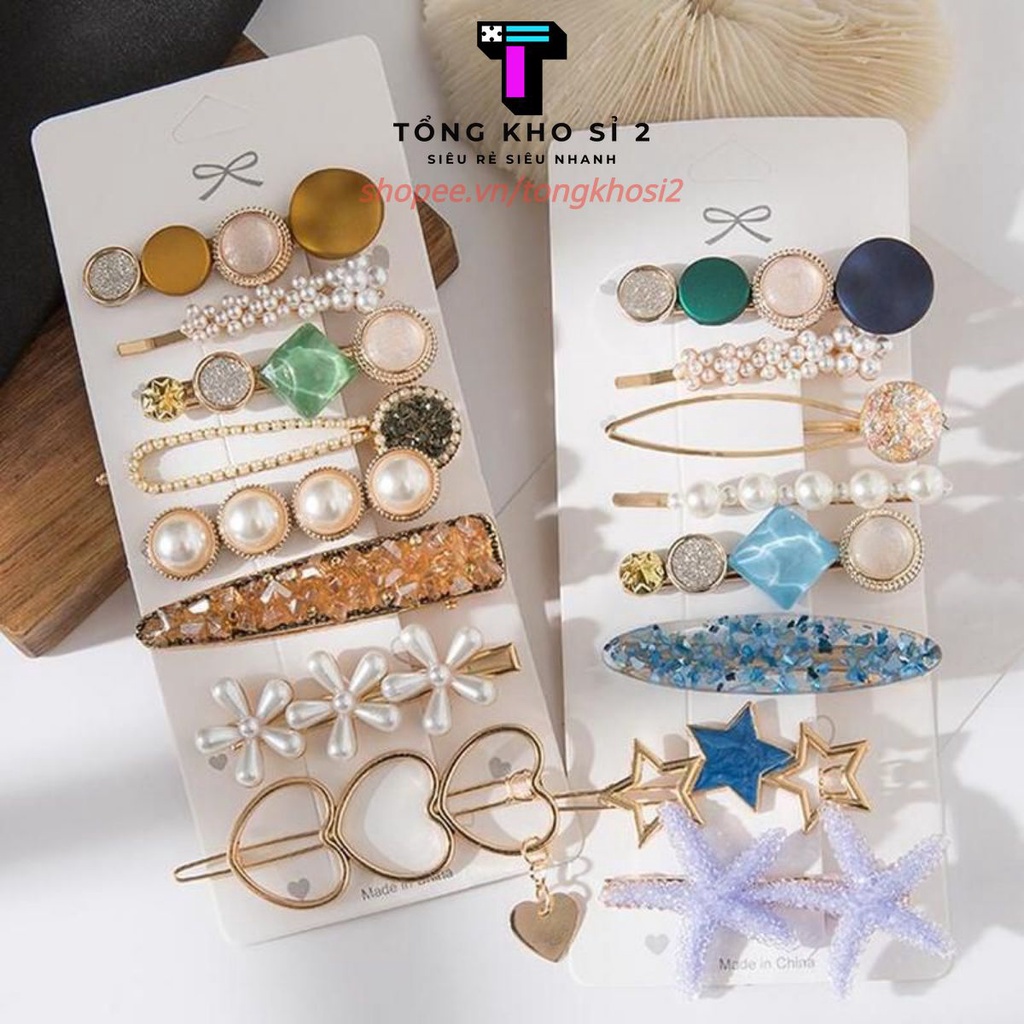 (Bán Buôn Sỉ) [Set 8 #Cặp_tóc] Kẹp Tóc Hình Sao Biển Đính Đá Phong Cách Tiểu Thư Sang Chảnh ❤️ 𝗚𝗜𝗔𝗗𝗨𝗡𝗚𝗛𝗔𝗡𝗢𝗜𝟯𝟵 ❤️
