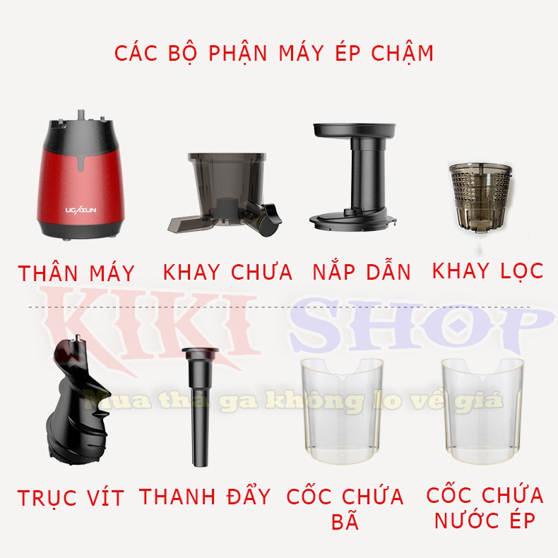 Máy ép chậm trái cây UGASUN, máy ép hoa quả chậm và làm kem tươi, Kiki shop