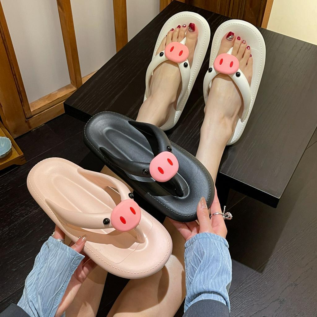 Dép Xỏ Ngón Đế Bằng Họa Tiết Chú Heo Hoạt Hình Dễ Thương