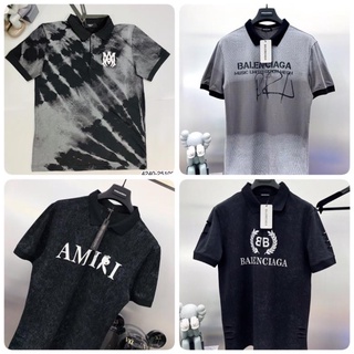 Áo polo balen loang siêu đẹp cho nam - Áo thun có cổ in chữ amiri vải loang cao cấp.