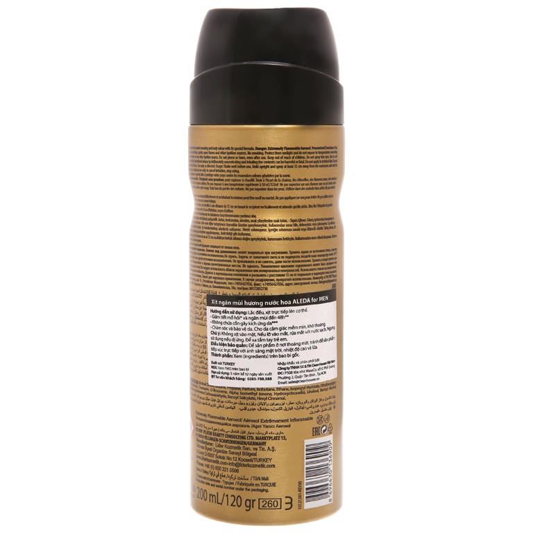 Xịt ngăn mùi hương nước hoa Aleda For Men Air Force 200ml