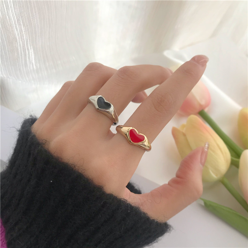 Women's love ring design exquisite simple niche in tide mesh red fashion personality hollow index finger ring cool ring