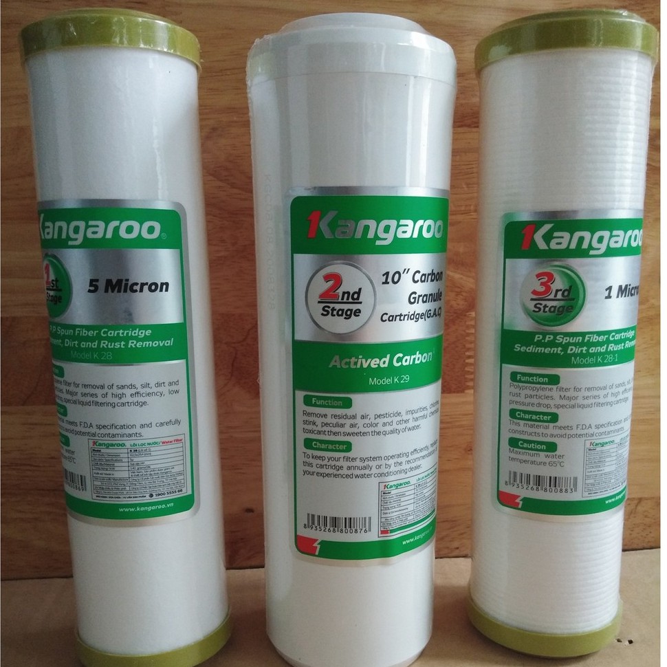 BỘ 3 LÕI LỌC 123 MÁY RO KANGAROO CHÍNH HÃNG GIÁ TỐT - HIZA