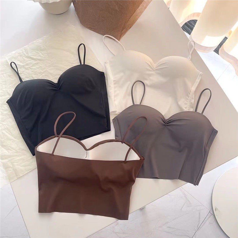 Áo Bra Đúc Su Hai Dây Mảnh Dáng Dài Nhún Ngực Kèm Mút Đệm 558