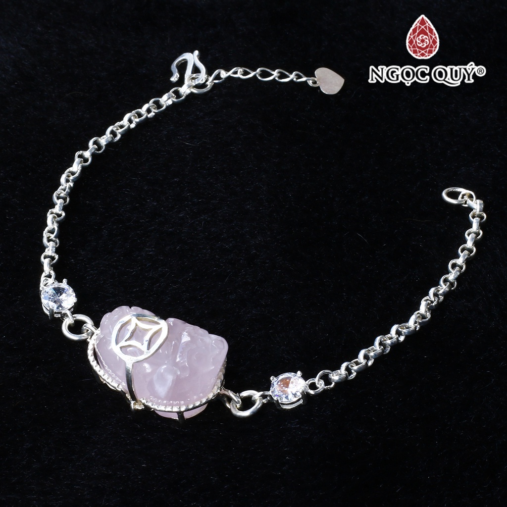 Vòng tay bạc phối tỳ hưu TA hồng - Ngọc Quý