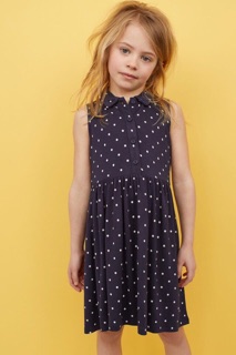 [H&M] Đầm thun cổ sơ mi H&M