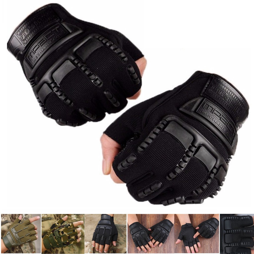 Găng tay hở ngón MPACT  bán sỉ, bao tay có gù cứng bảo vệ phượt motor pkl, đi xe máy cụt ngón