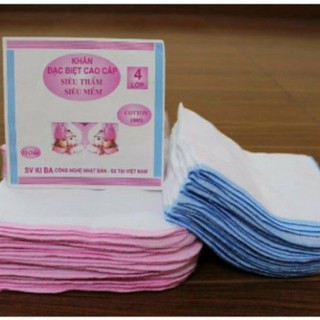 Khăn sữa cho bé, khăn sữa kiba siêu mềm mại 2 lớp 4 lớp