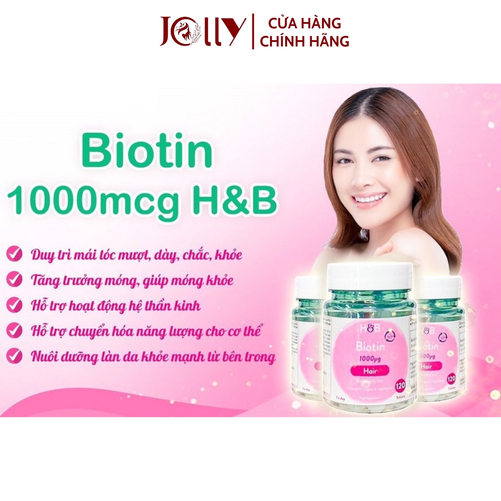 Viên Uống Mọc Tóc Biotin 1000MG H&B Dạng Viên Thuốc Mọc Tóc 120 Viên Anh Quốc - Hàng Chính Hãng