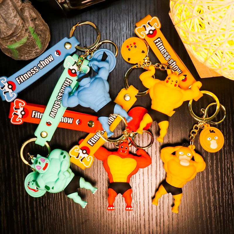 Móc khóa hình quả tạ bằng nhựa PVC in hình Pikachu dễ thương