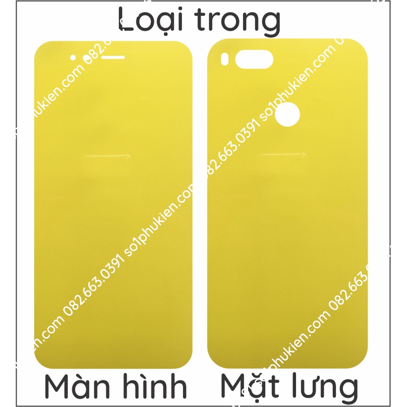 Dán PPF Xiaomi Mi A1(5x) loại trong, nhám, da cá sấu cho màn hình, mặt lưng, full body lưng viền