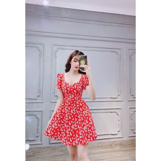 Đầm nữ tiểu thư họa tiết hoa cúc tay phồng thời trang nữ Arava hc60