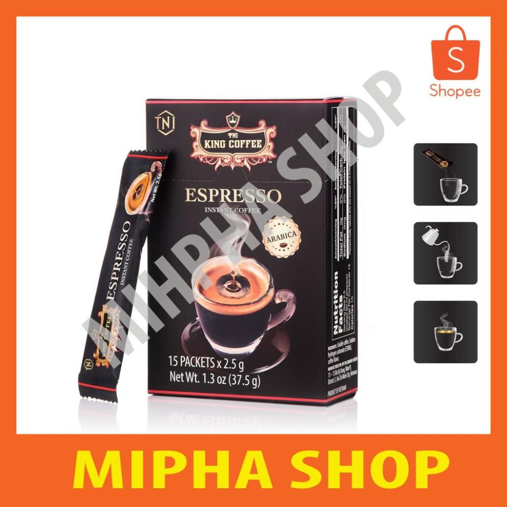 Cà Phê Đen Hòa Tan Espresso KING COFFEE - Hộp 15 gói x 2.5g - Arabica café hòa tan đậm hương vị cà phê Ý | BigBuy360 - bigbuy360.vn