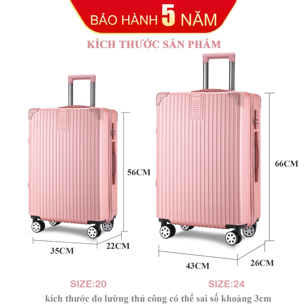 Bán chạy nhất trên toàn thế giới Vali du lịch vali kéo size20/24inch bảo hành 5 năm KS218