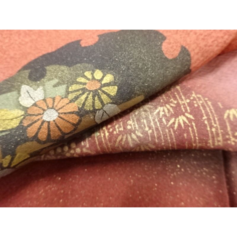 Antique Kimono Nhật Bản - Snowflakes with Kiku & Ume - Hoa văn bông tuyết và hoa