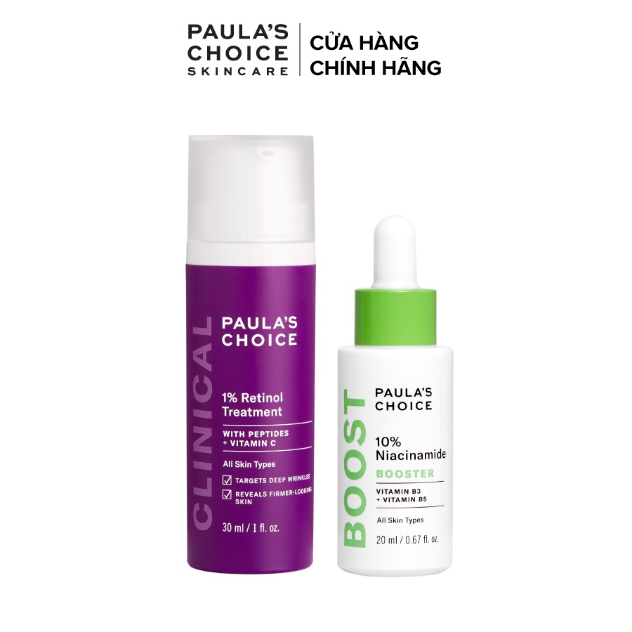 Bộ đôi ngăn ngừa lão hóa mạnh mẽ Paula's Choice 1% Retinol Treatment và Niacinamide 10% Booster  8010-7980