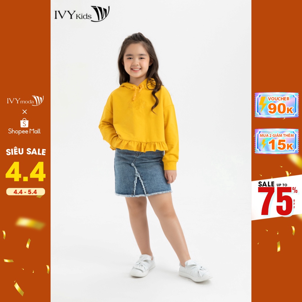 [NHẬP WABRTL5 GIẢM 10% TỐI ĐA 50K ĐH 250K ]Áo thun croptop cổ mũ bé gái IVY moda MS 59G1022