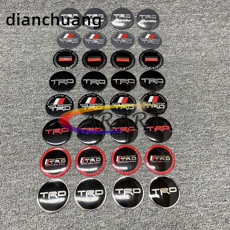 Set 4 Miếng Dán Trang Trí Trục Bánh Xe Hơi Toyota Trd Corolla Chr Auris Rav4 Yaris Avensis Bằng Nhôm