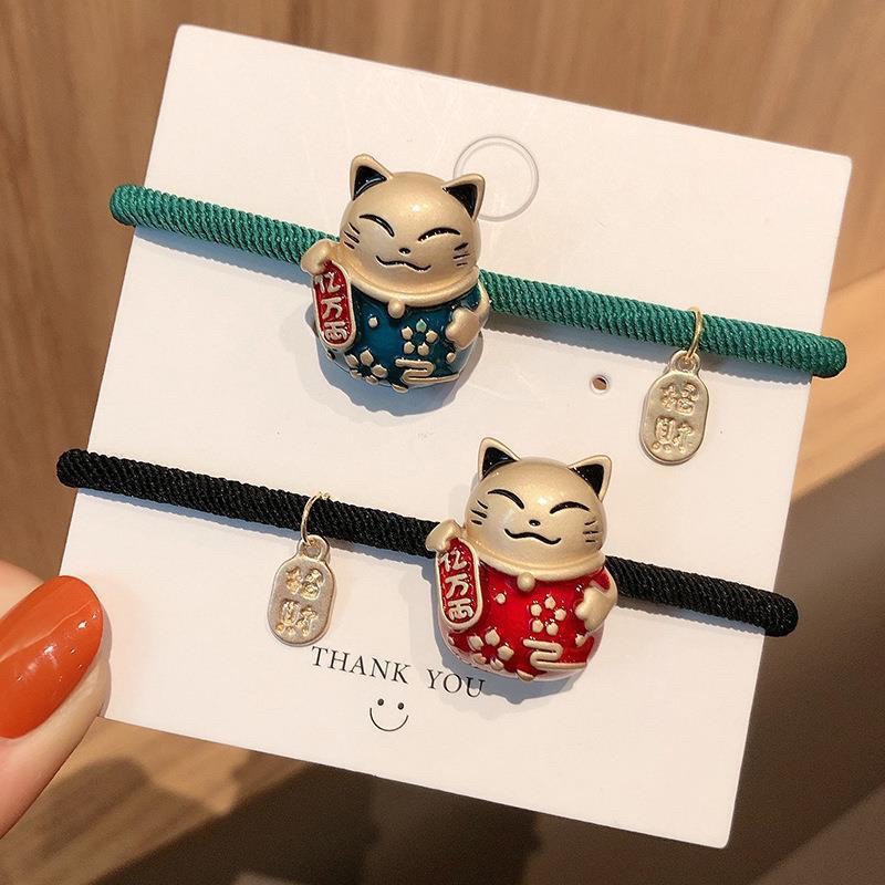 Dây Cột Tóc, Vòng Đeo Tay Mèo Vàng Thần Tài May Mắn