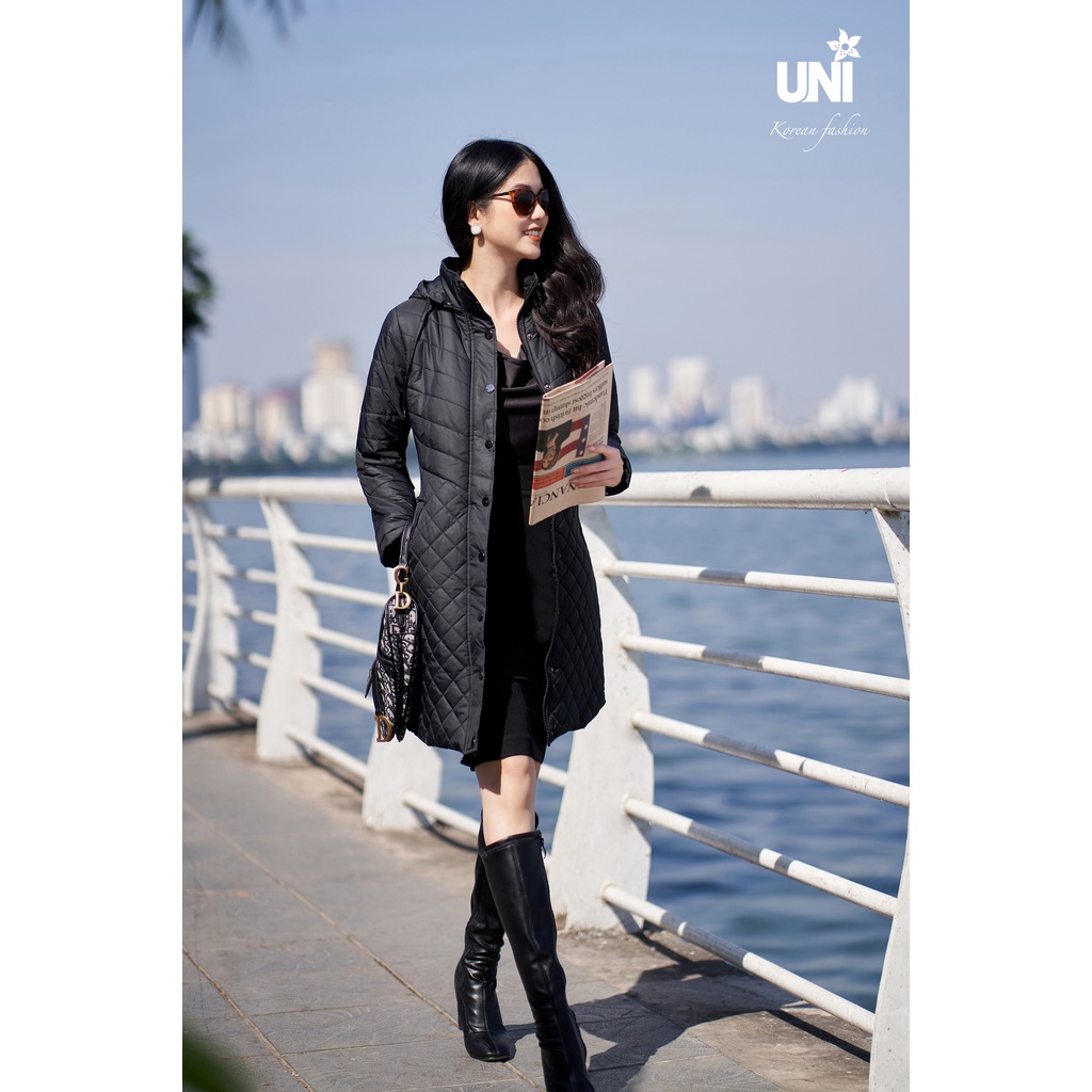 Áo Phao Nữ UNIVTH Công Sở Dáng Dài Mũ Rời 2AP208 Uni Korean Fashion