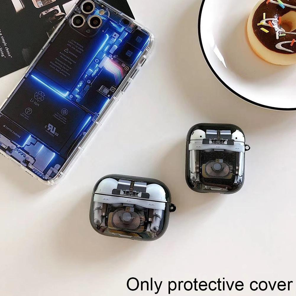 Vỏ Bảo Vệ Hộp Sạc Tai Nghe Airpods Bằng Silicon Trong Suốt Hình 3d Sáng Tạo Cho N6V1