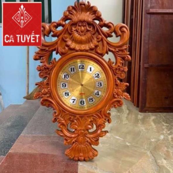 Đồng hồ hoa lá Tây gỗ hương