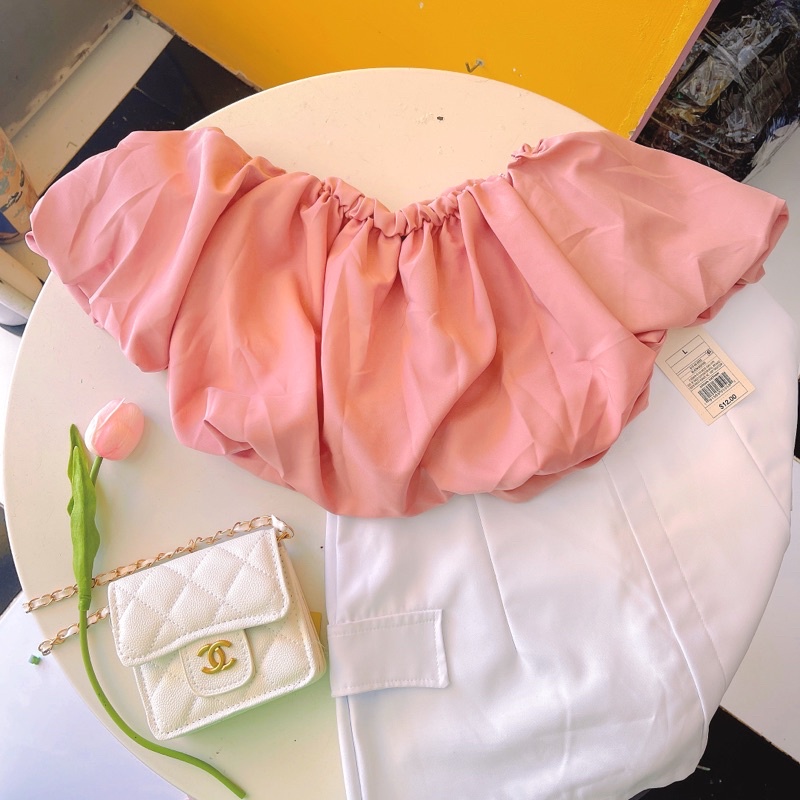 Áo Croptop Tay Bí Trễ Vai 2 lớp siêu xinh xắn YUMI BÁN SỈ