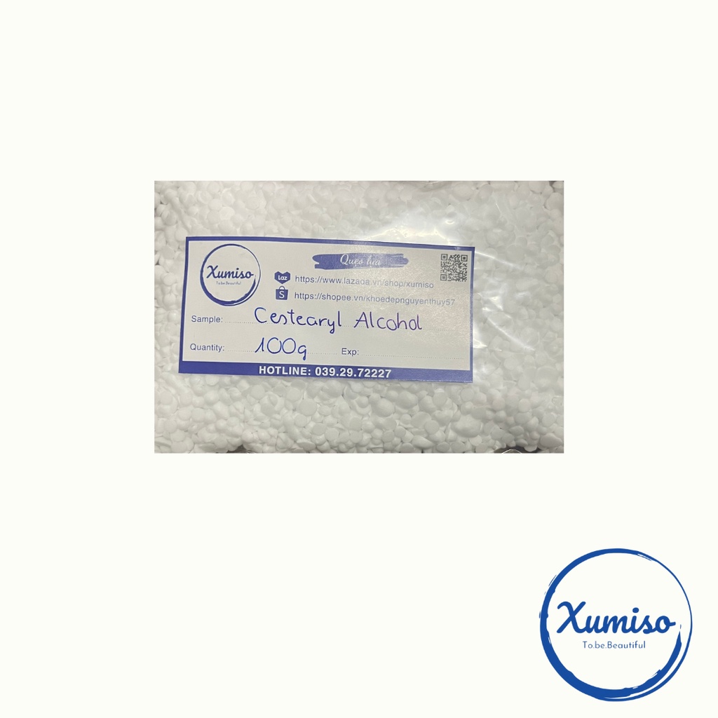 Cestearyl Alcohol - Sáp tạo đặc , nhũ hóa trong kem, dầu gội - Nguyên liệu mỹ phẩm - Xumiso -100G