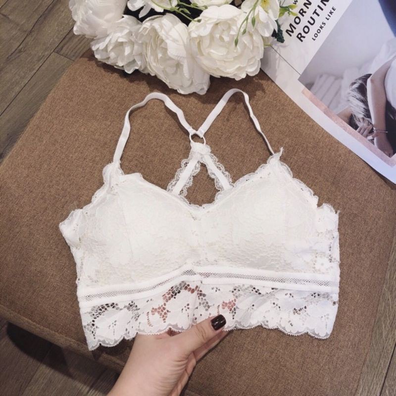 Áo Lót Nữ Yếm Đan Dây Nơ Chất Xốp - Áo Bra Nữ 2 dây tập gym chữ U hở lưng 2 dây không gọng nâng ngực gợi cảm co giãn