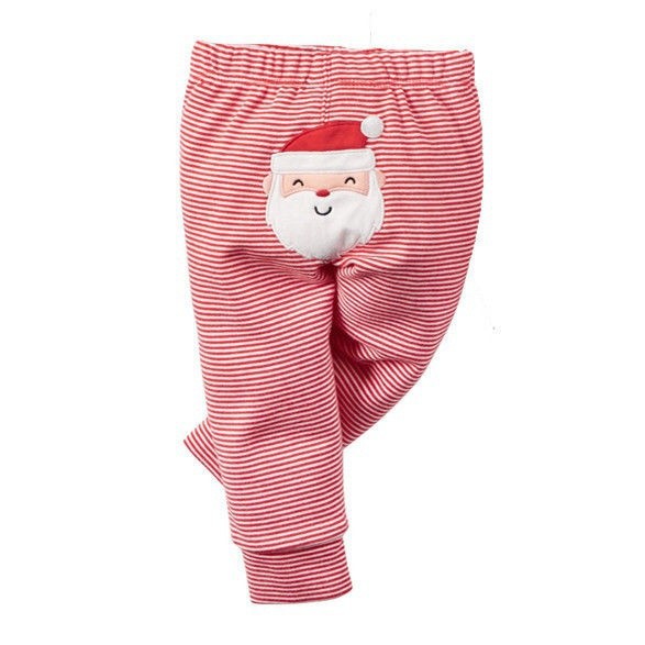 Bộ đồ gồm áo liền quần + quần dài bằng cotton phong cách Giáng sinh cho bé 0-18 tháng tuổi