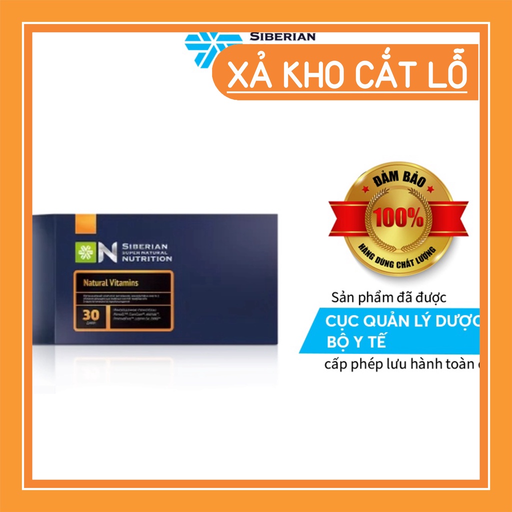 [ Hàng bán chạy] Siêu vitamin Natural Vitamins - Siberian Wellness - Nâng cao khả năng làm việc - Hộp 30 túi, 4 viên/túi