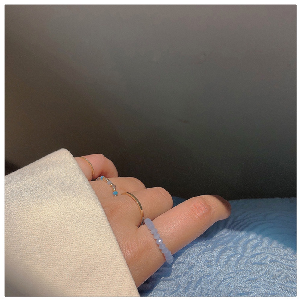 Set 4 Nhẫn Đeo Tay Kim Loại Đính Đá Xanh Thời Trang Cho Nữ