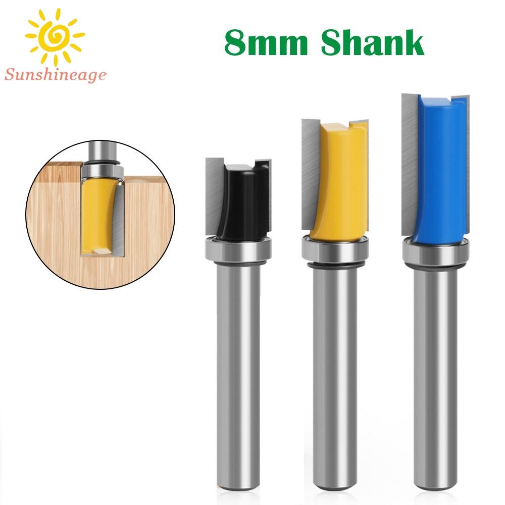 SUNAGE- ~3pcs 8mm Shank Flush Trim Router Bits Top Bottom Bearing Wood Milling Cutter【SUNAGE-HOT Fashion】