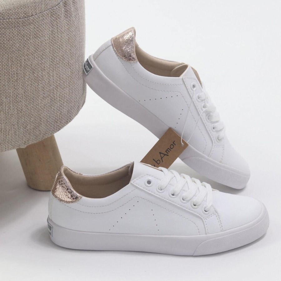 Mặc gì đẹp: Tinh tế với Giày thể thao nữ sneaker màu trắng đẹp dáng giày đế bằng cổ thấp chính hãng bAimée & bAmor - MS0963