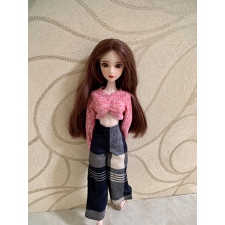 Set áo croptop kèm quần caro size blythe,xinyi,barbie