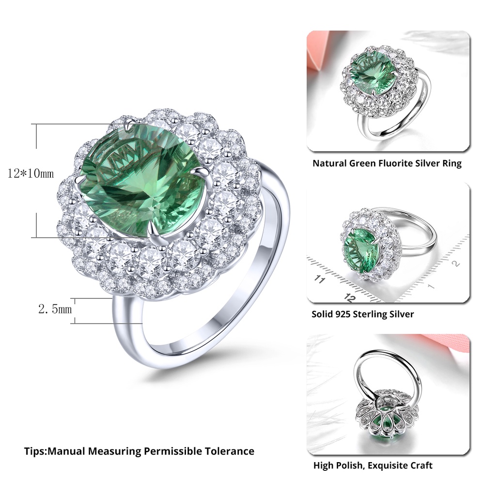 Set 5 Nhẫn Bạc 925 Đính Đá Fluorite Xanh Tự Nhiên Thời Trang Cho Nữ