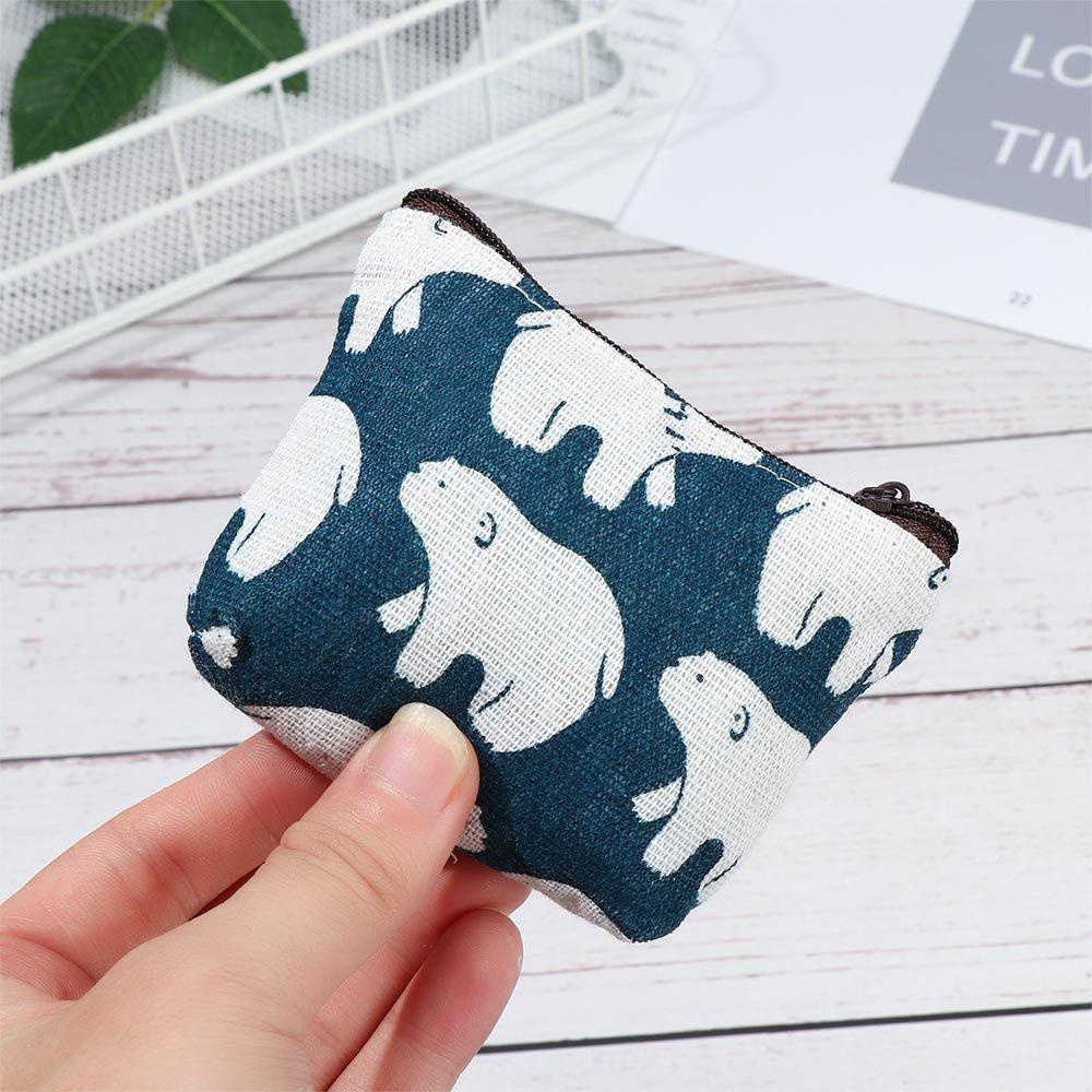 Ví Canvas Đựng Tiền Xu / Thẻ / Tai Nghe In Họa Tiết Hoạt Hình Dễ Thương