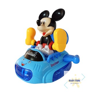 MÈO KITTY/ CHUỘT MICKEY LÁI TÀU VŨ TRỤ, CÓ ĐÈN LED 3D VÀ NHẠC SÔI ĐỘNG (DÙNG PIN)