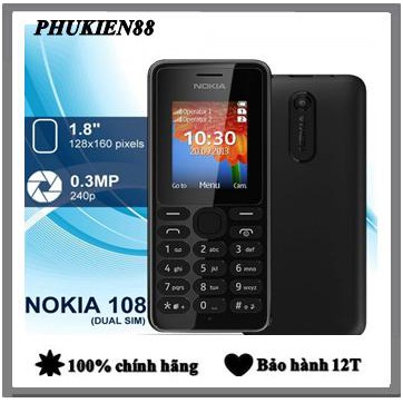 ĐIỆN THOẠI NOKIA 108 2 SIM MÀN ZIN, MAN ZIN NGHE GỌI TỐT BH 12T