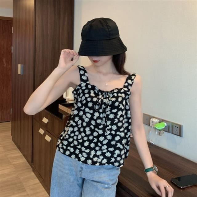 Áo Voan Sát Nách Dáng Rộng In Hình Hoa Cúc Nhí Xinh Xắn Thời Trang Hè Phong Cách Hàn Quốc Size S-Xl 2021