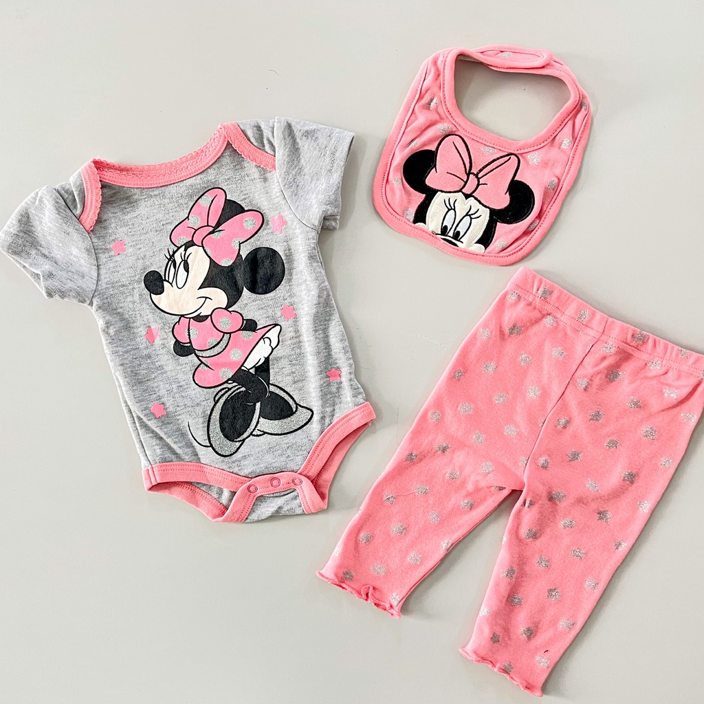 Set 3 món body, yếm kèm legging bé gái sơ sinh MINTSCLOSET Mint's Closet 0 - 9 tháng tuổi - S1163