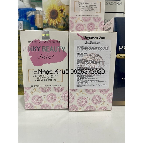 Viên uống chống nắng trắng da Pinky beauty skin+ 60v