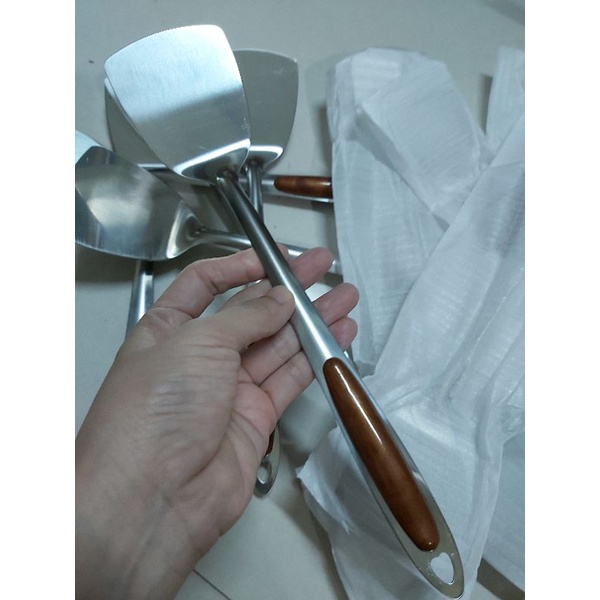 xẻng xúc lật nấu ăn, xẻng inox cán nhựa