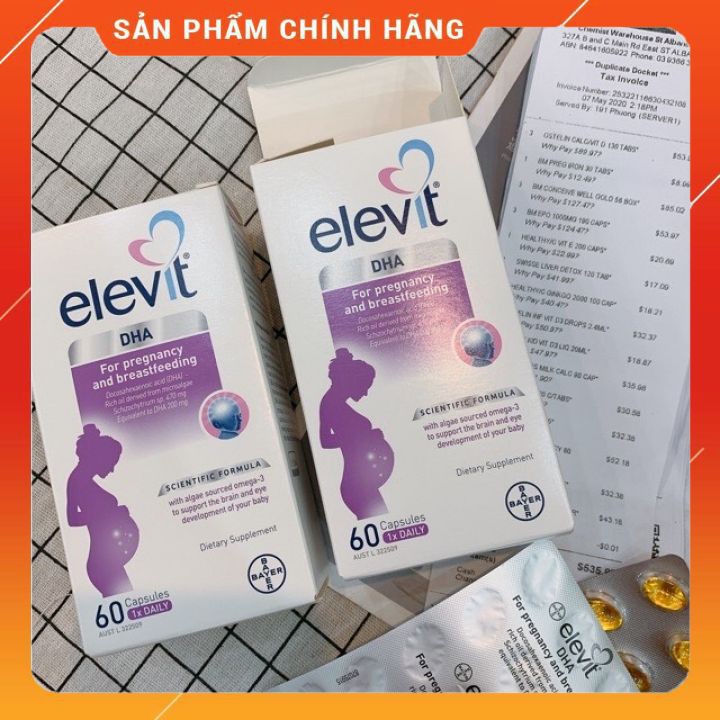 Elevit bầu Úc [Hàng chính hãng] [An toàn] DHA elevit cho mẹ bầu và cho con bú 60 viên của Úc