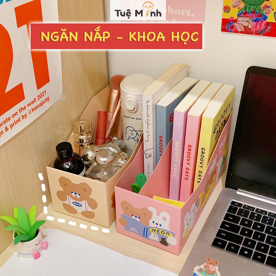 Giá đựng sách tự gấp 2 ngăn, kệ tài liệu để bàn decor bàn học K21